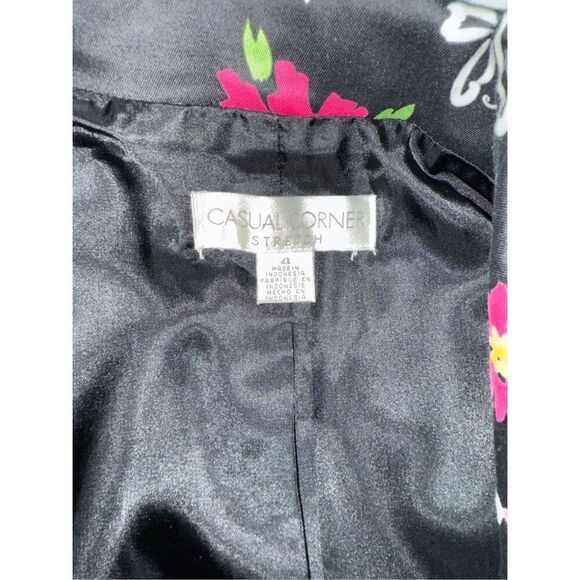 Casual Corner Blazer Floral Print Sz. 4 Lined Single Button Vibrant Vtg - Picture 10 of 10
